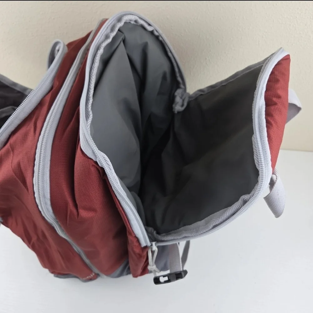 Kelty Red Gray Portable Pocket Picnic Table Backpack Hiking Camping Cooler‎ Bag